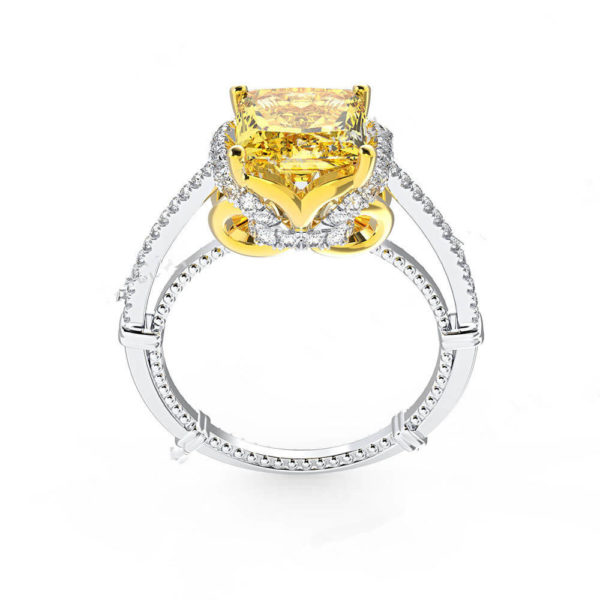 golden yellow square diamond ring