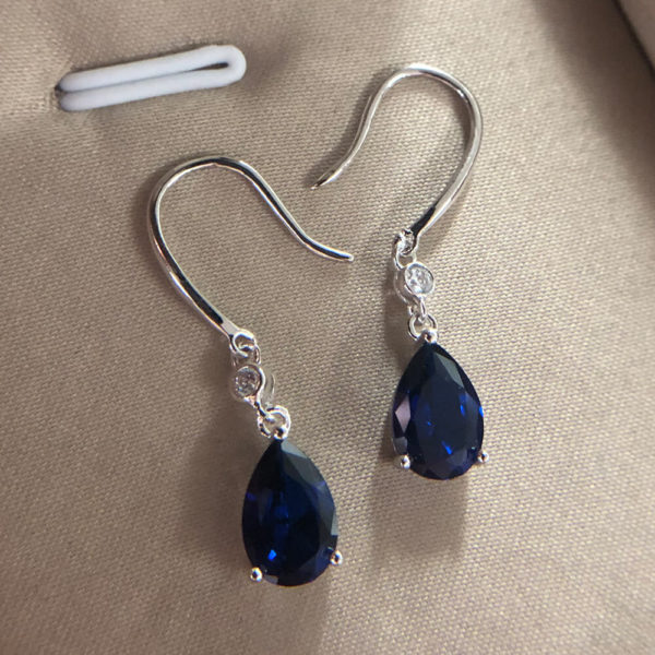 blue sapphire zircon drop earring