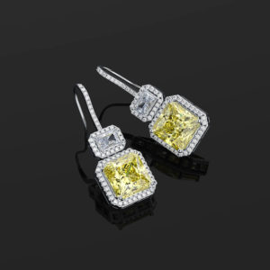 Square Yellow Diamond Earring