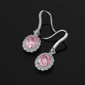 Oval Pink Diamond Drop Earring
