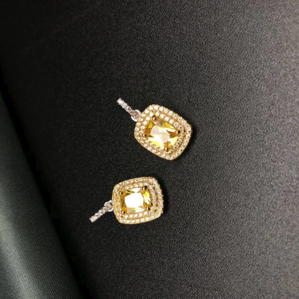 Yellow Zirconia Diamond Stud Earring