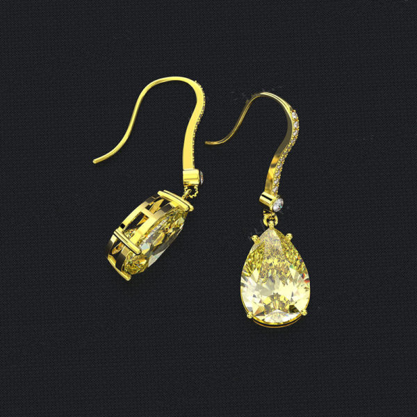 Pear Shaped Yellow Diamond Earring