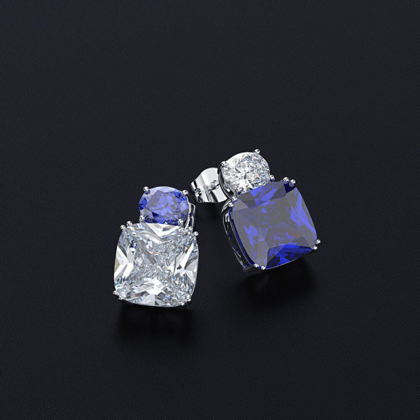 blue sapphire zirconia stud earring