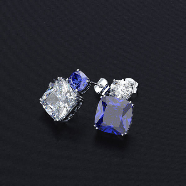 blue sapphire zirconia stud earring