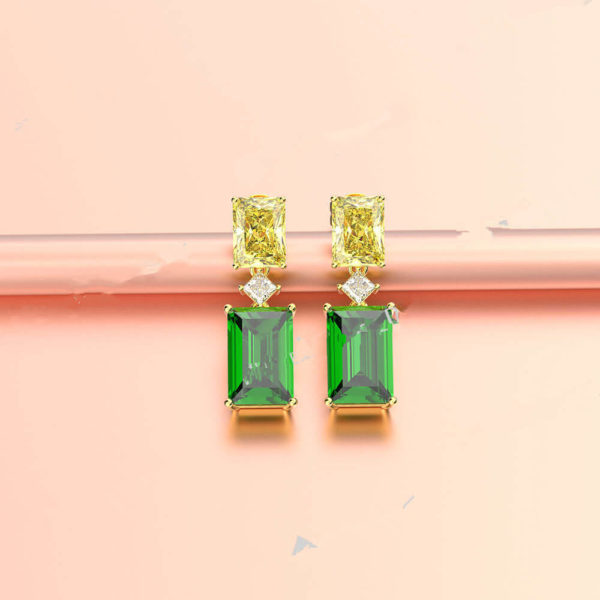 18k gold emerald stud earring