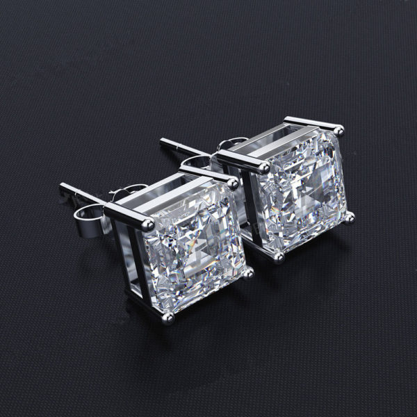 Emerald Cut Diamond Stud Earring