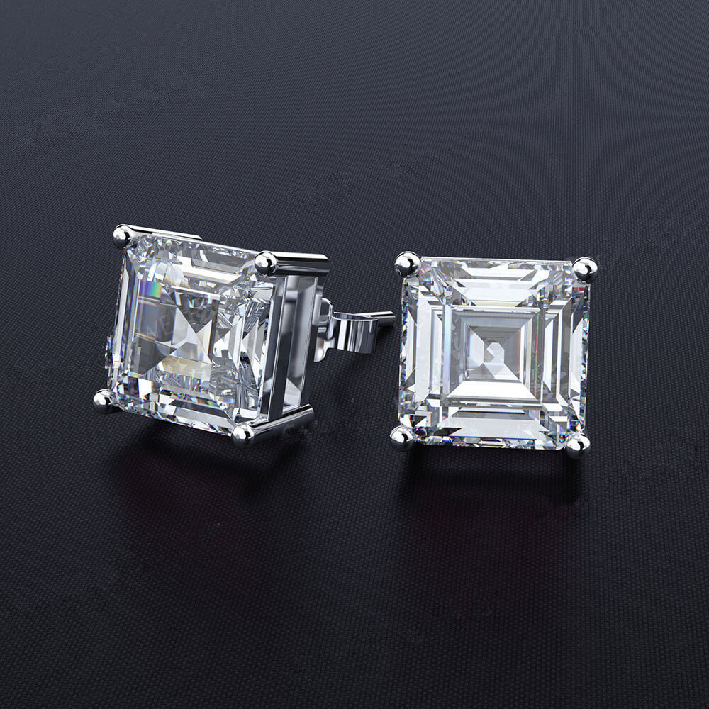 Emerald Cut Diamond Stud Earring 5A cz pink yellow diamond
