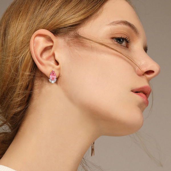 Drop Pink Zirconia Stud Earring