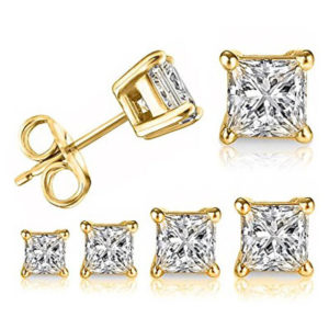 Square Princess Cut diamond stud earrings