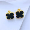 925 Silver Black Clover Stud Earrings