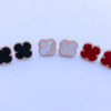 925 Silver Black Clover Stud Earrings