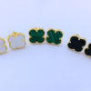 925 Silver Black Clover Stud Earrings