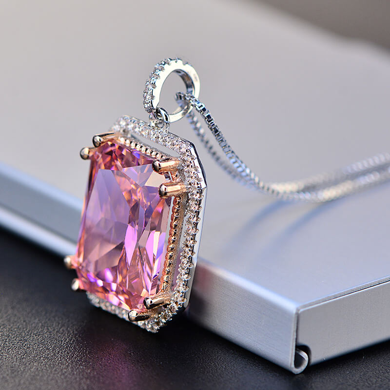 Zircon Necklace Royal Pink Emerlad 12 16mm Diamond Necklace