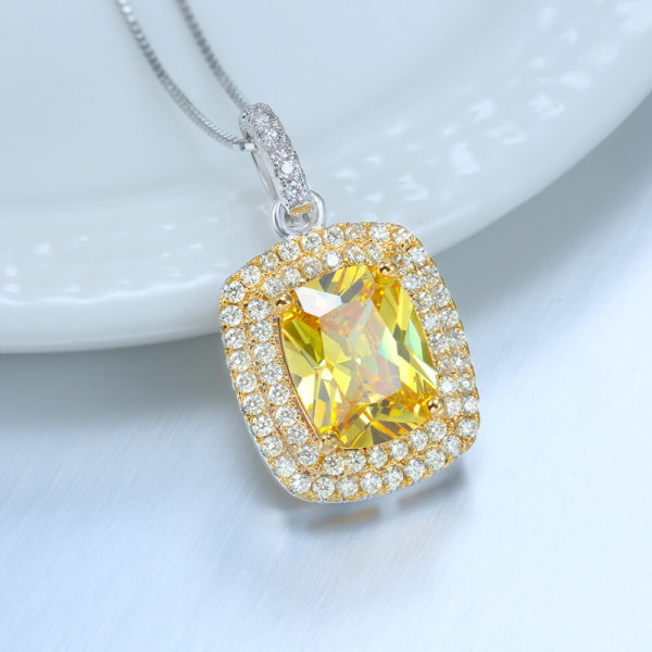 gold cubic zirconia necklace 5A big nice fire cz diamond pendant necklace