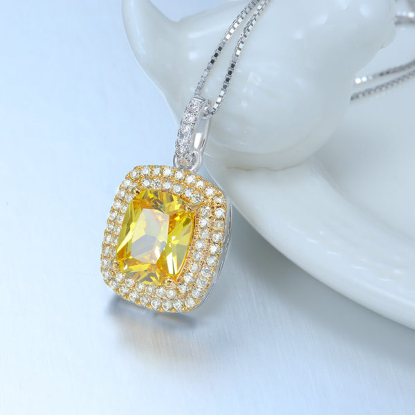 gold cubic zirconia necklace 5A big nice fire cz diamond pendant necklace