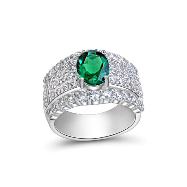 emerald 925 silver wedding rings