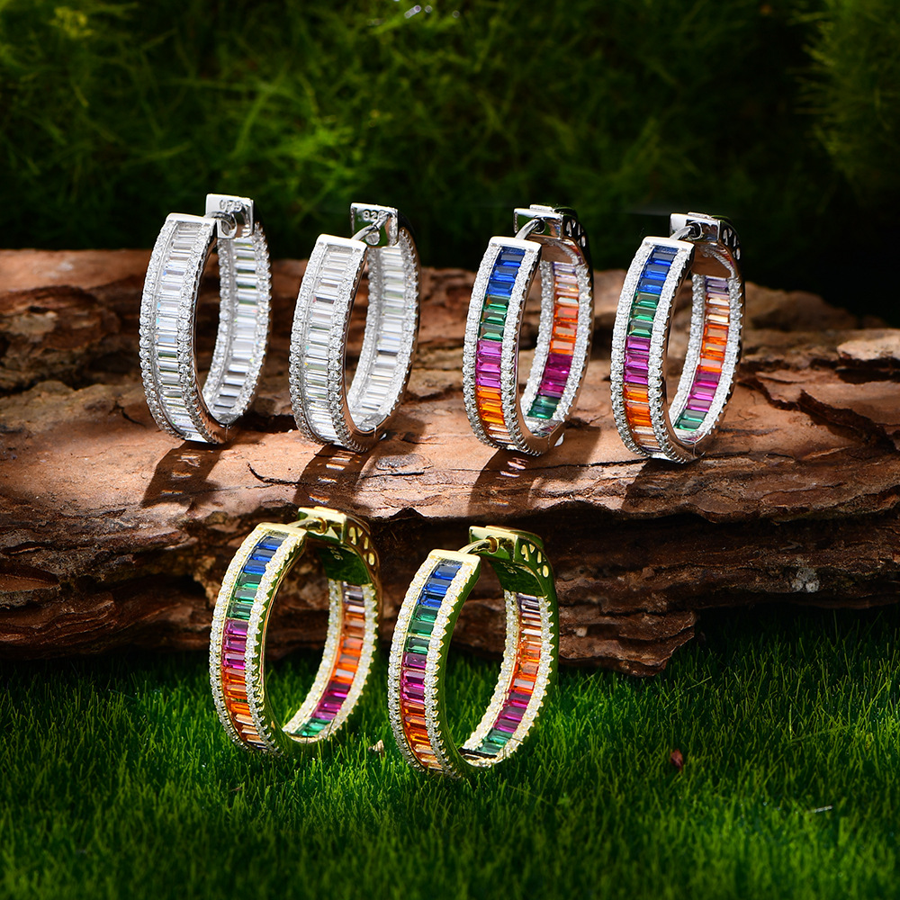 rainbow hoop earrings