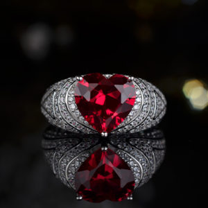 Ruby Heart Bridal Rings
