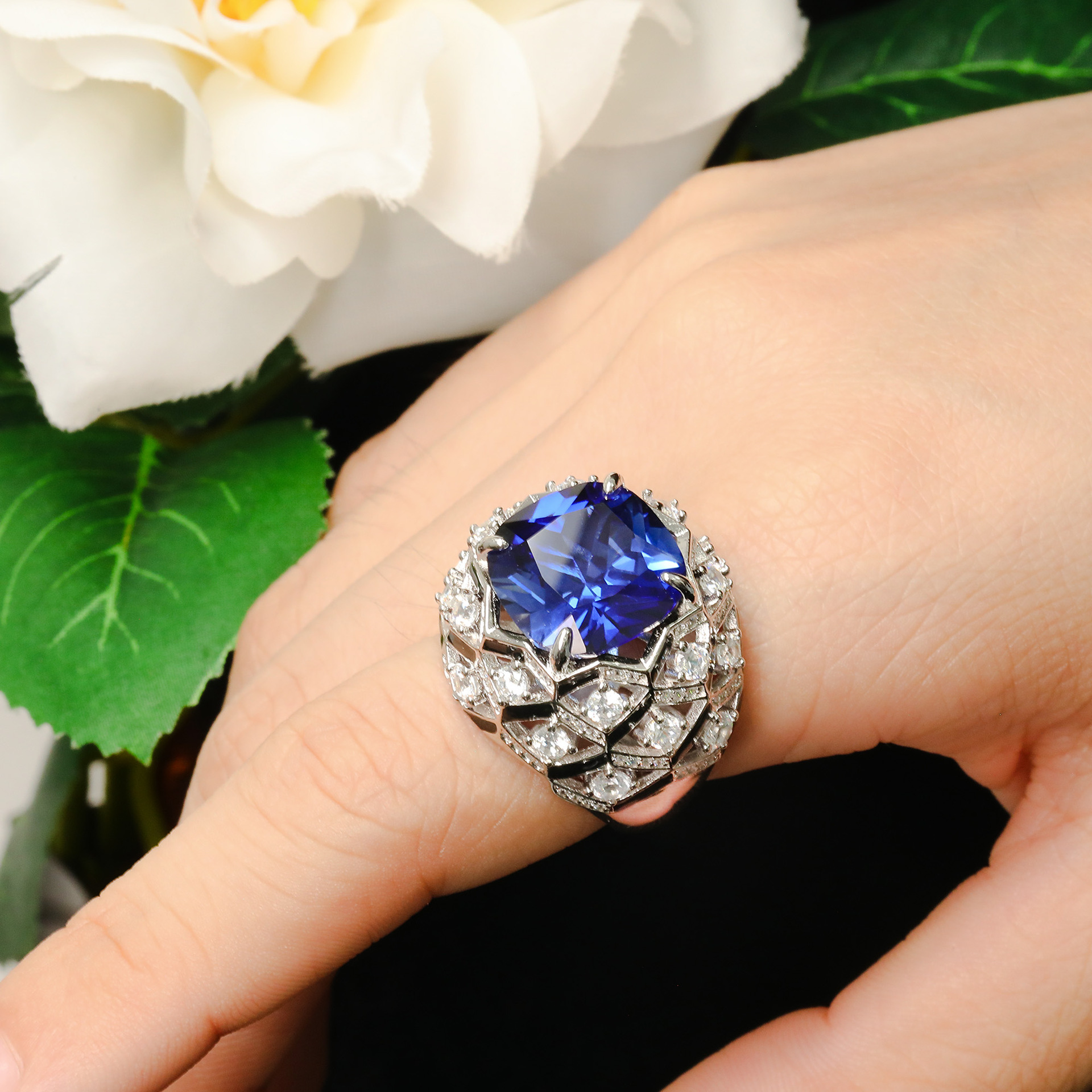 SR20401-2 925 silver zircon ring